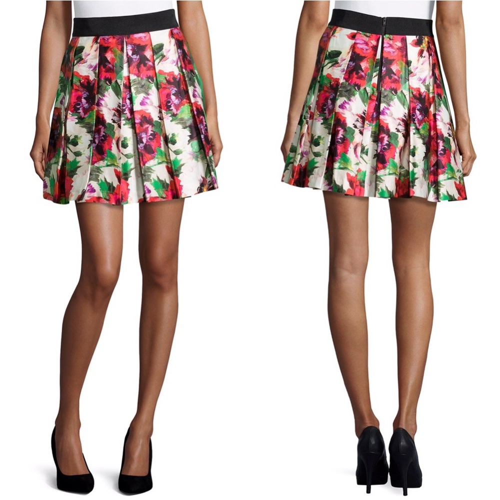Milly Floral-Print Pleated Skirt in Multicolor